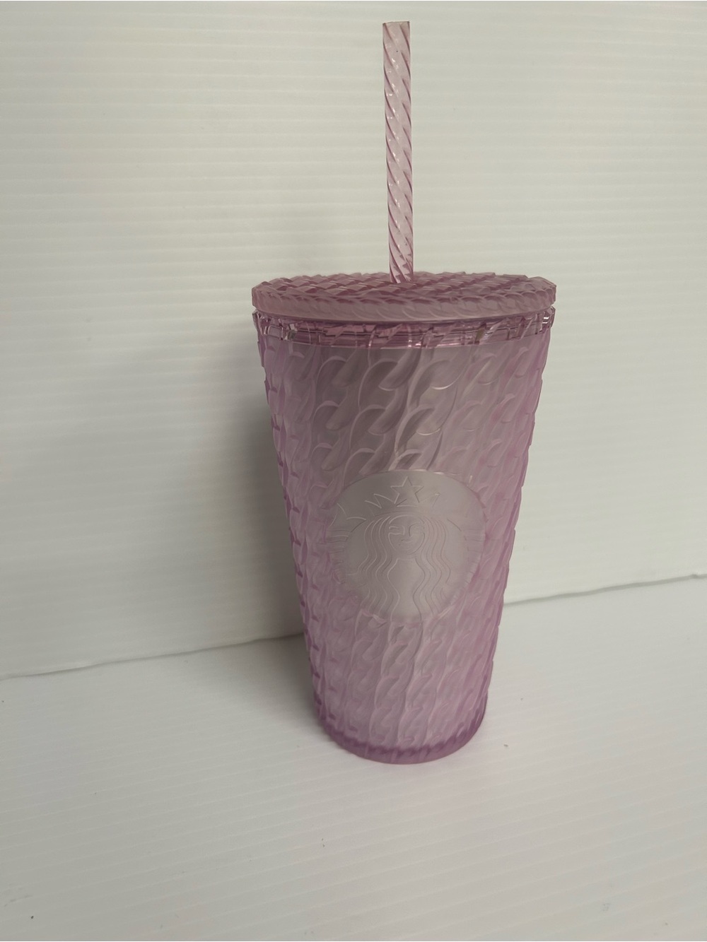 Starbucks 2024 Matte Light Pink Chain Link Soft Touch Grande Tumbler Cup 16 oz